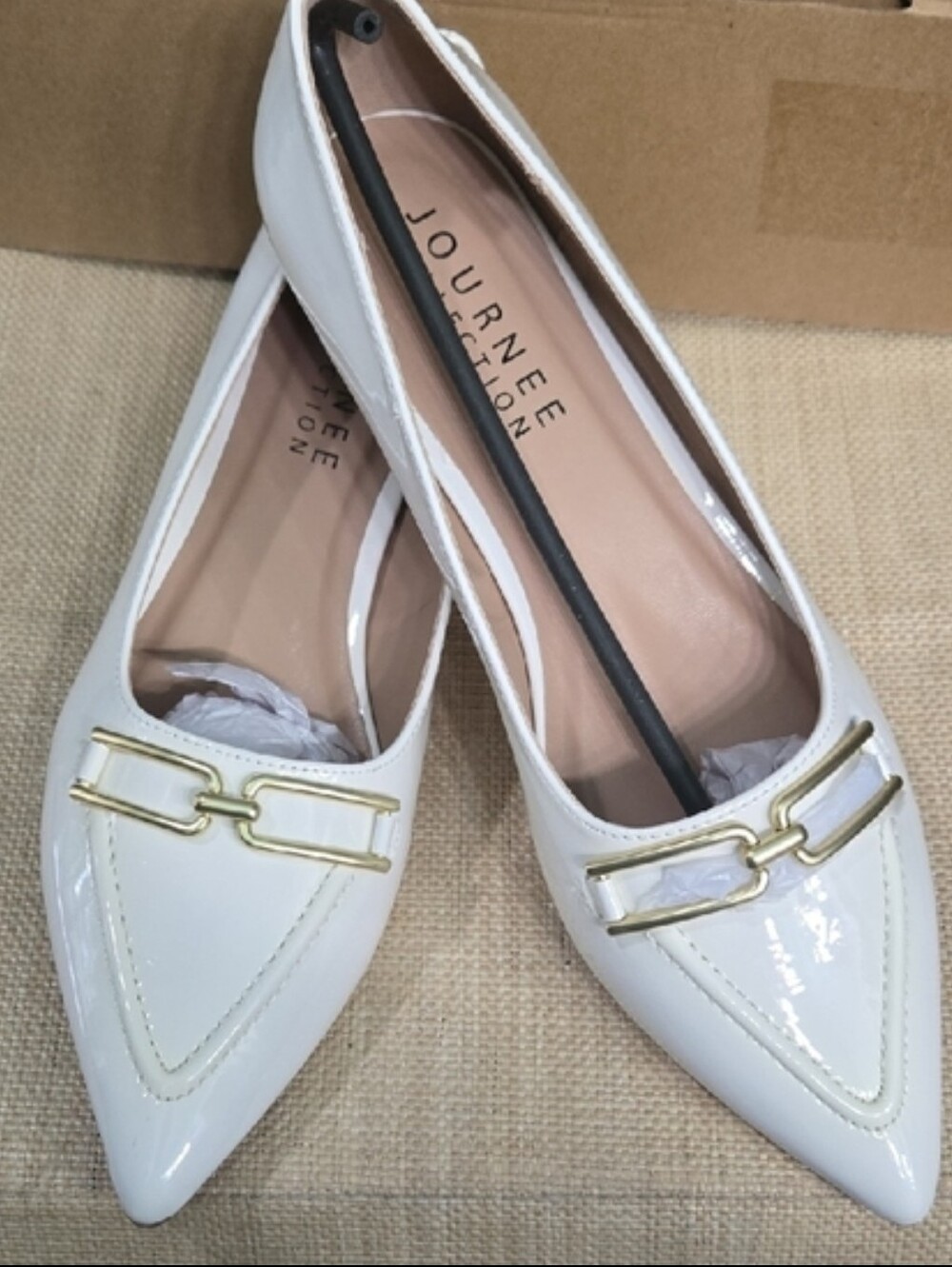 WEEKEND SALE! Journee Collection White Patent Pointed-Toe Kitten Heel